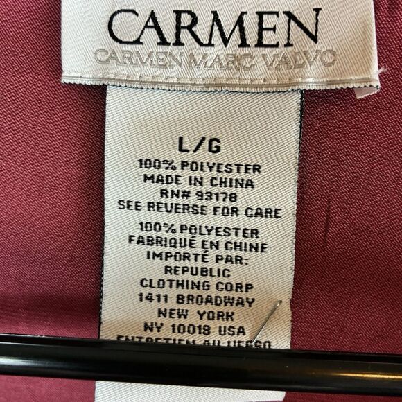 NWT Carmen Marc Valvo Women’s Dark Red Blouse Studded Neckline Size Large - Picture 5 of 6